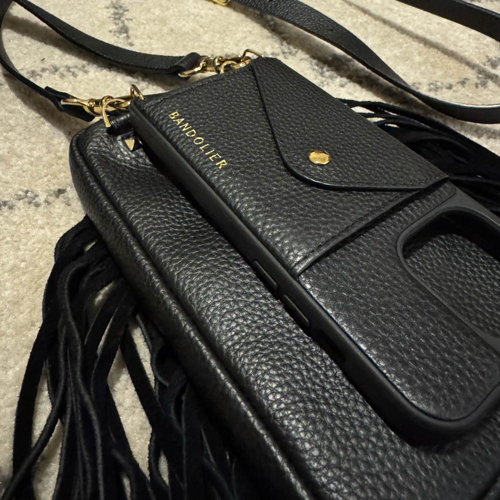 Bandolier Leather Crossbody and Fringe Pouch, Apple iPhone 13 Pro